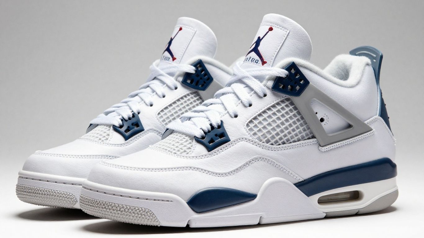 Adidași Jordan 4 White Retro eleganți și stilați.