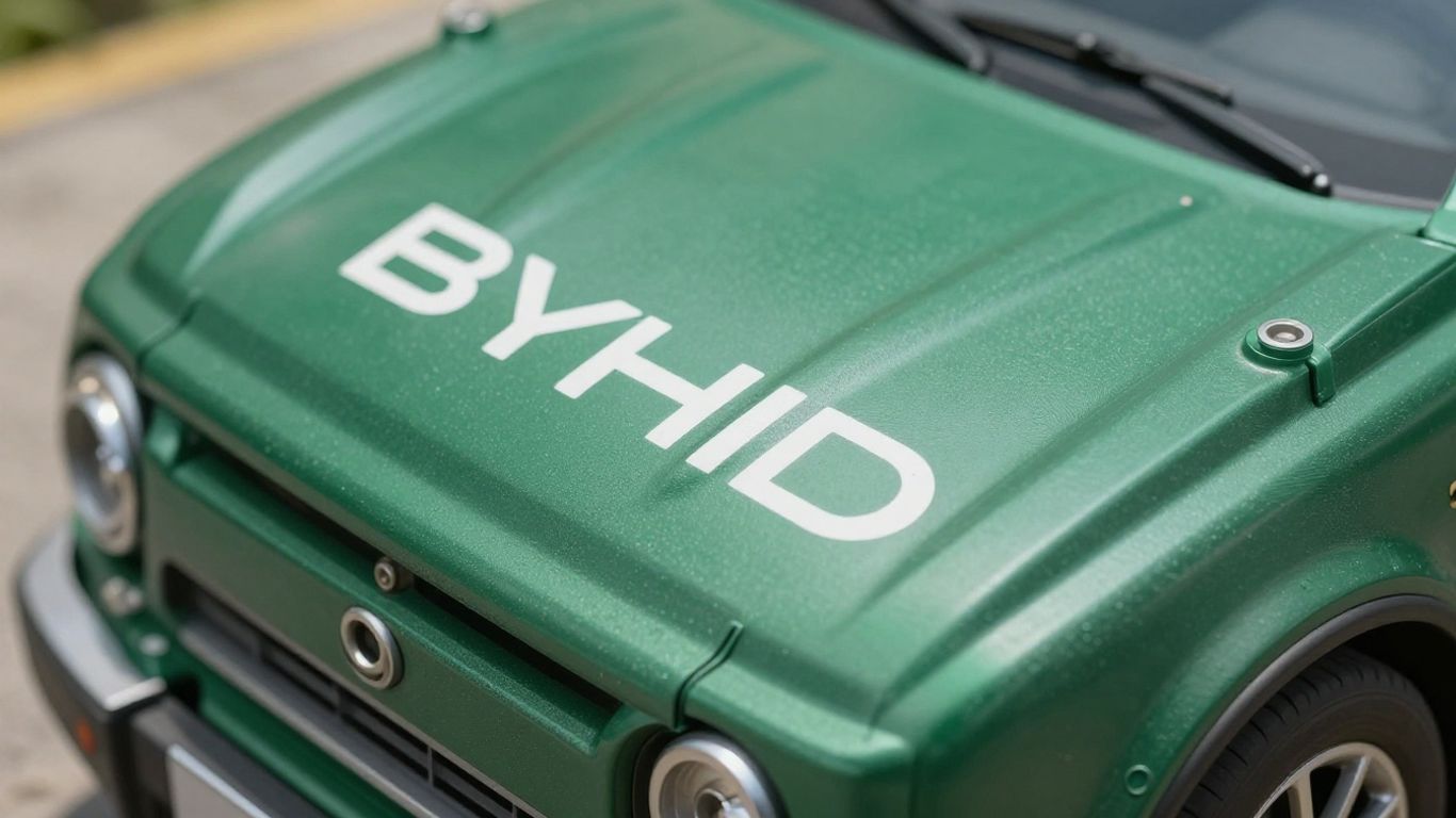 Recycled BYD car part, green automotive component.