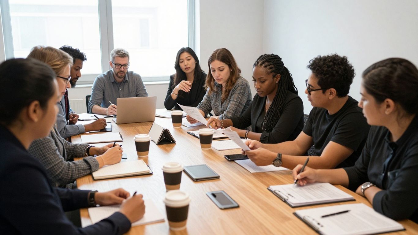 Colleagues reviewing a workplace case together
