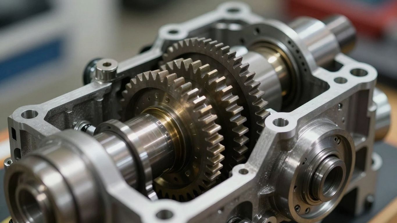 Rebuilt gearbox with intricate metal gears