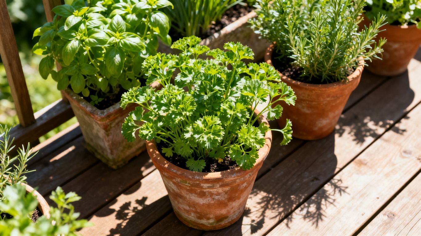 Frische Kräuter in einem stilvollen Gartenkübel