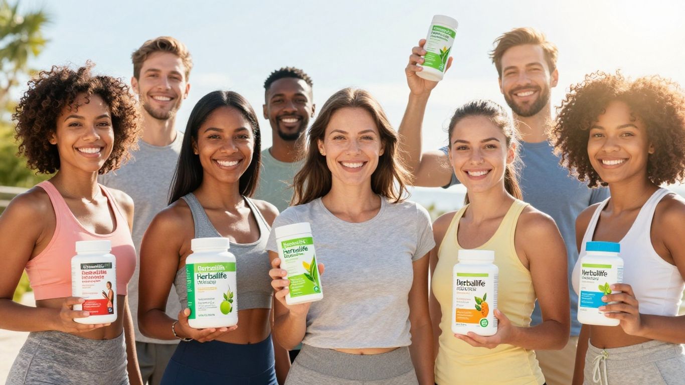 Herbalife products and happy people