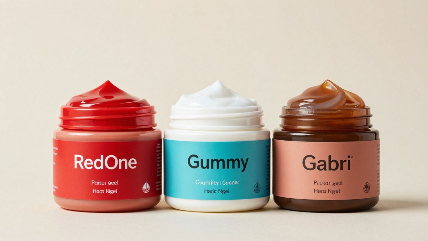 Three hair gel brands: RedOne, Gummy, and Gabri.