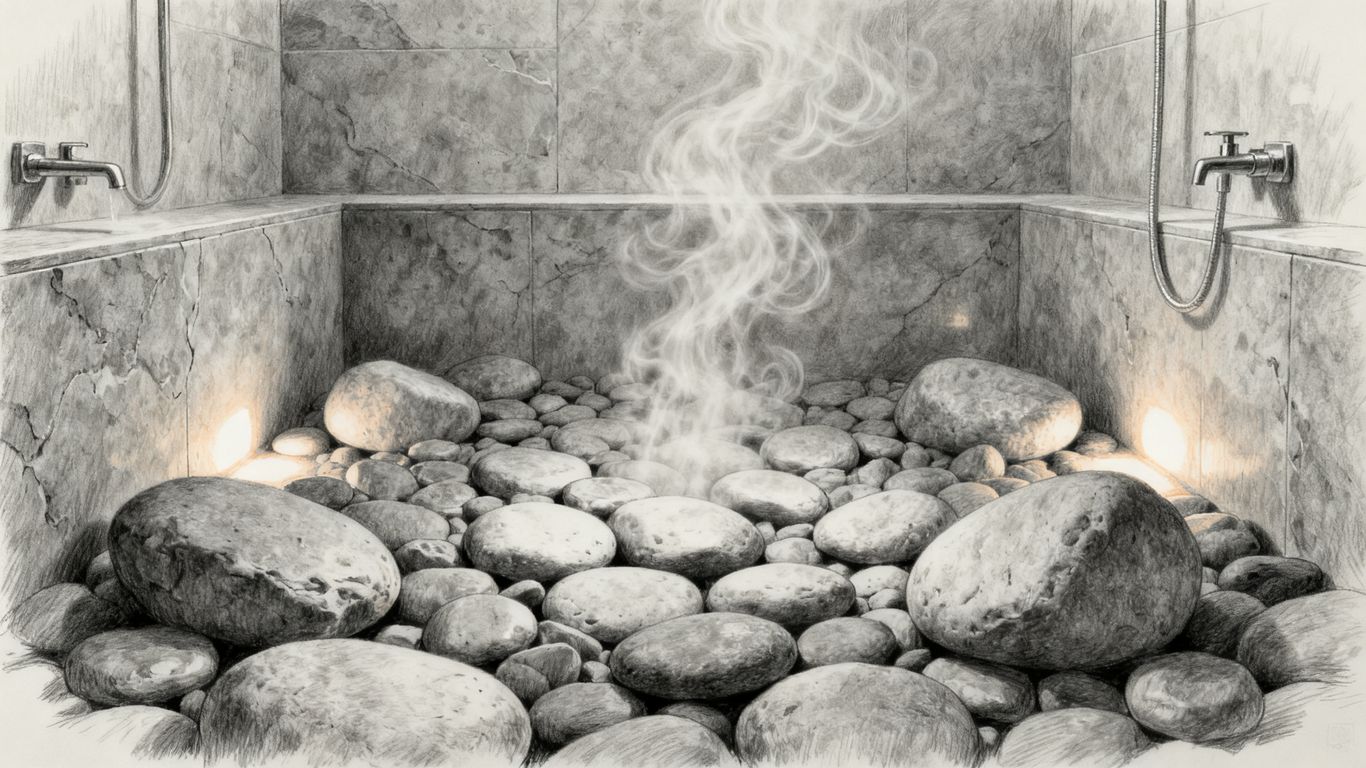 Diseño de ducha de piedra inspirado en spa