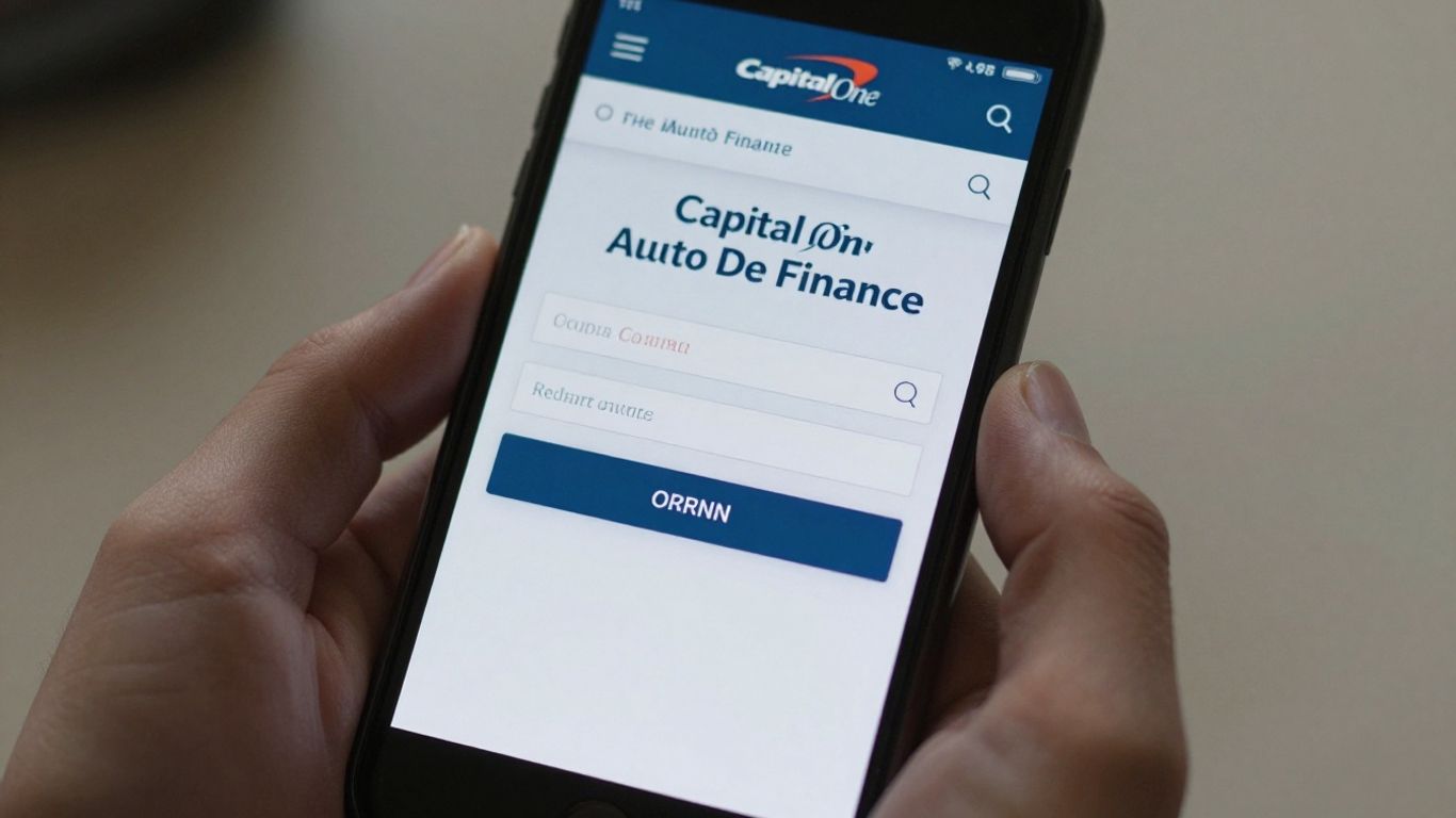Capital One Auto Finance login page on a smartphone.