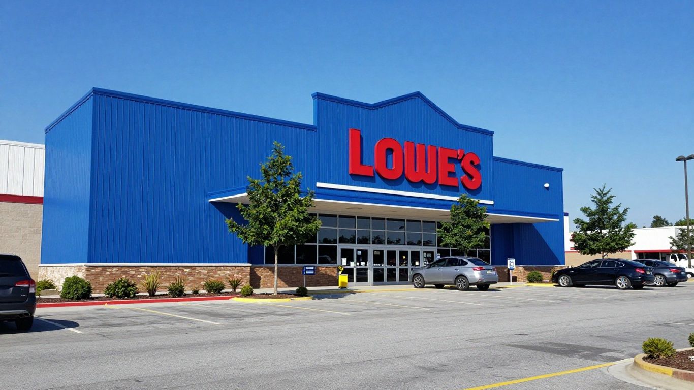 Lowe's store exterior with logo and parking lot.