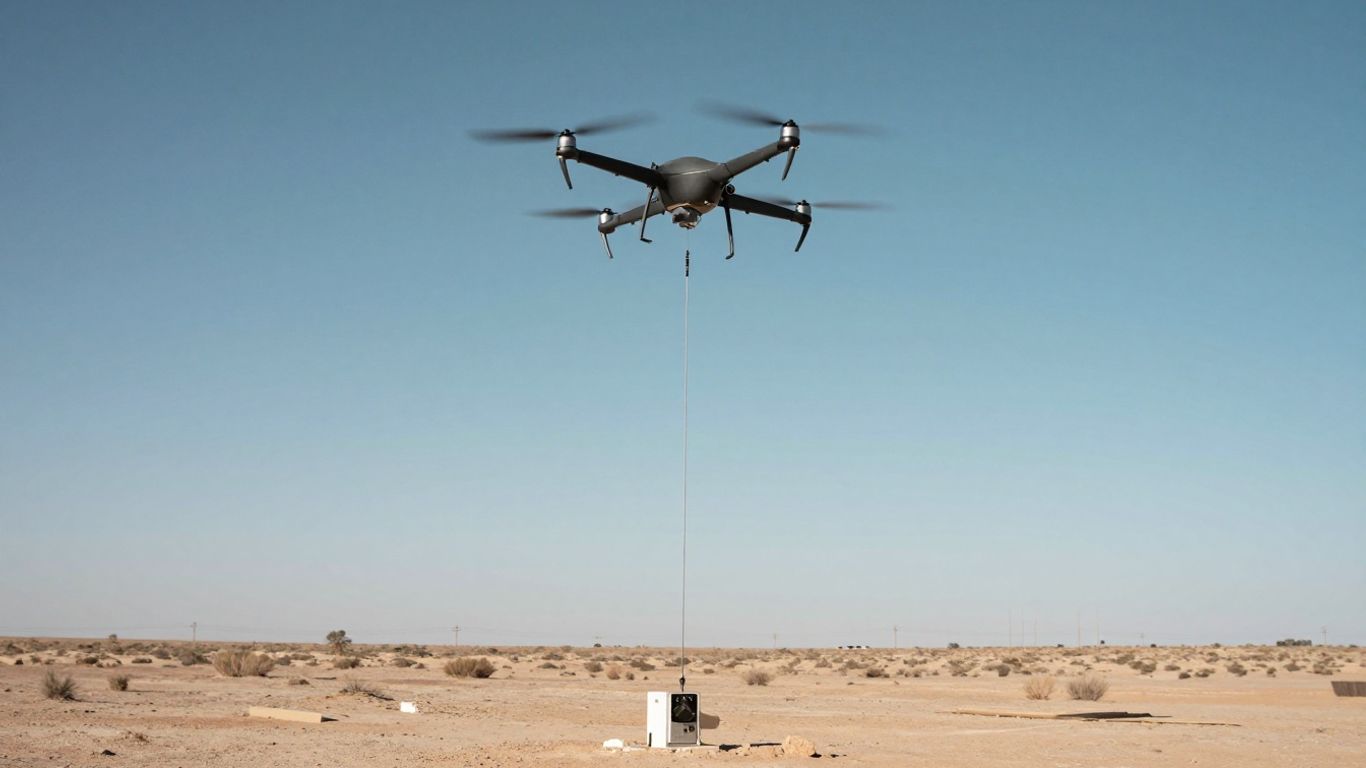 A drone hovering securely in the sky