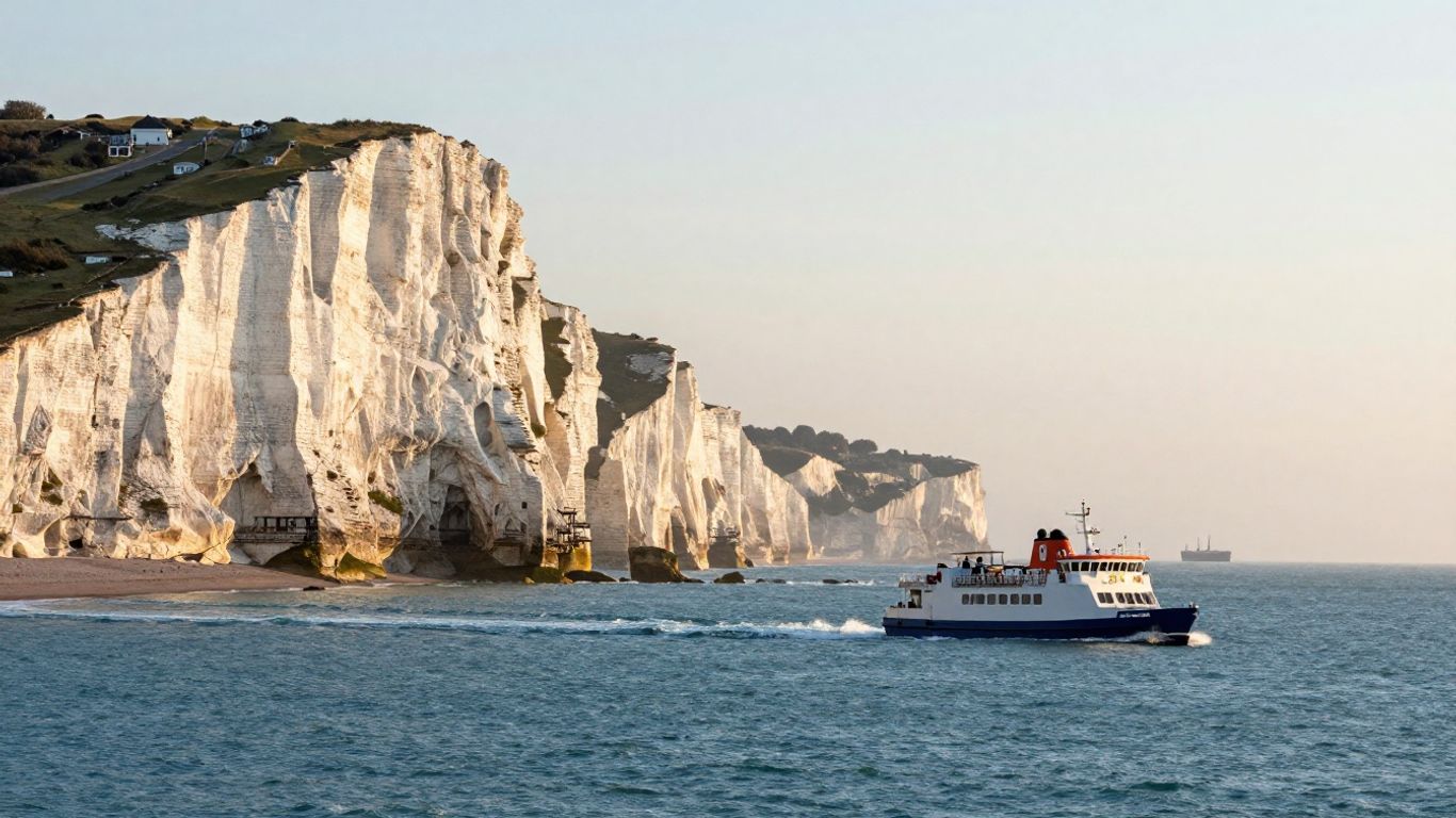 Ferry sailing from Dover towards Amsterdam.