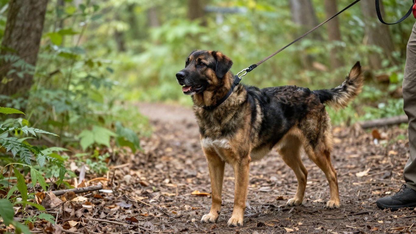 Professional trainer working with a focused dog