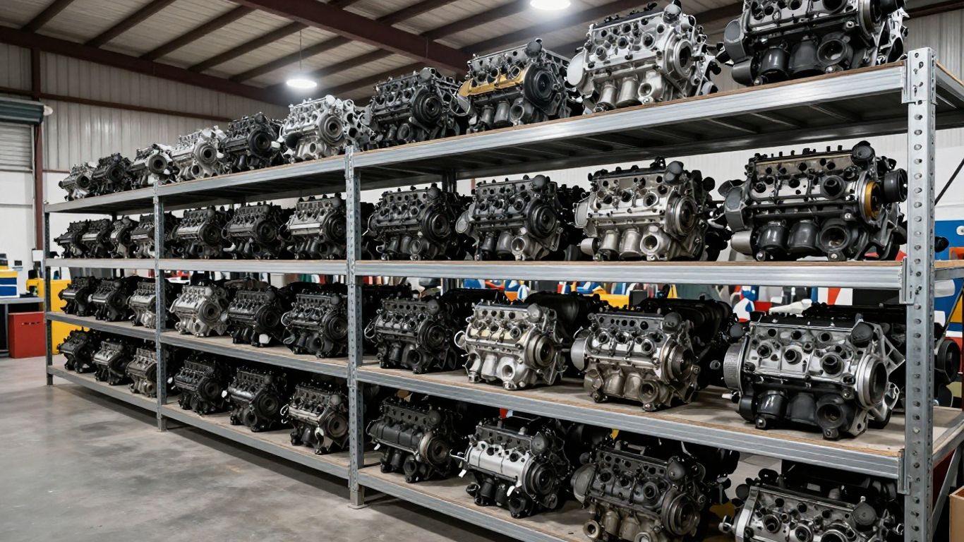 Salvage yard engine racks