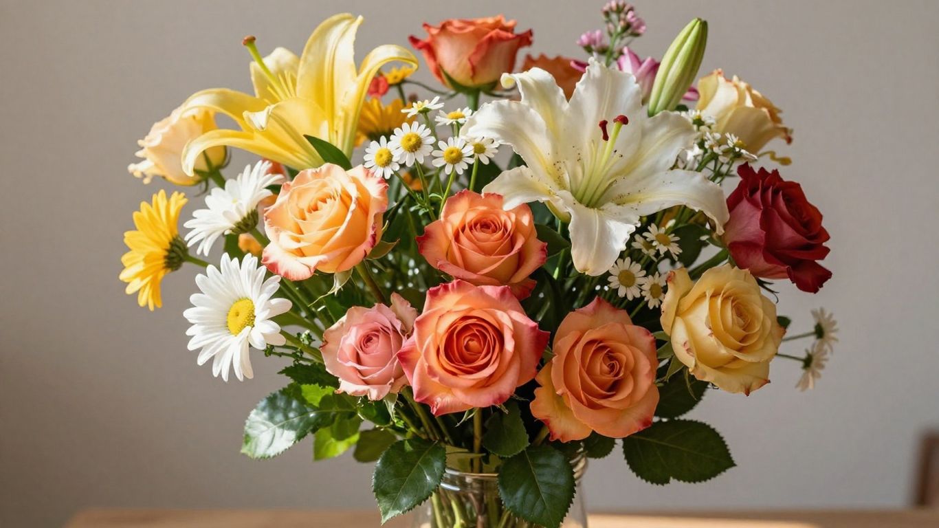 Colorful birthday flowers in a vase