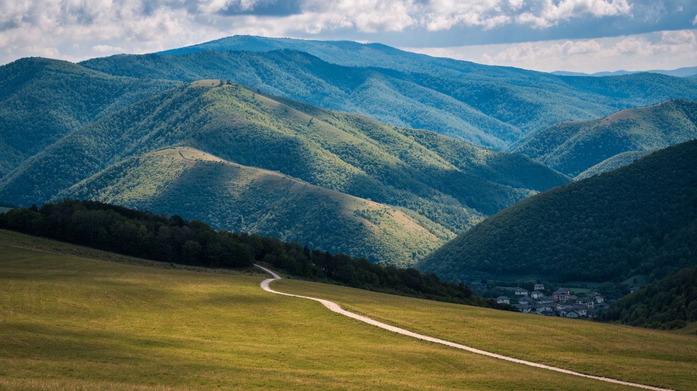 Mountain ridges and green valleys in Marche