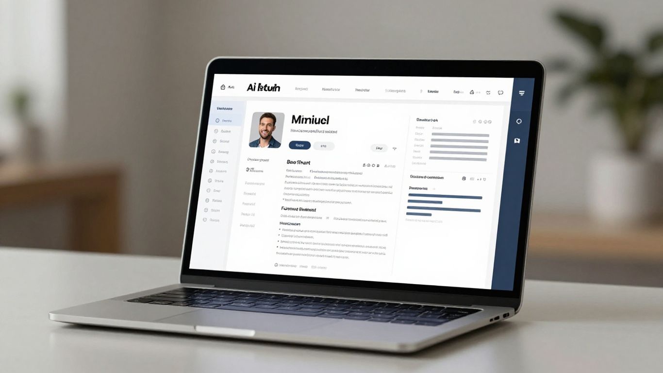 AI resume builder on a laptop screen.