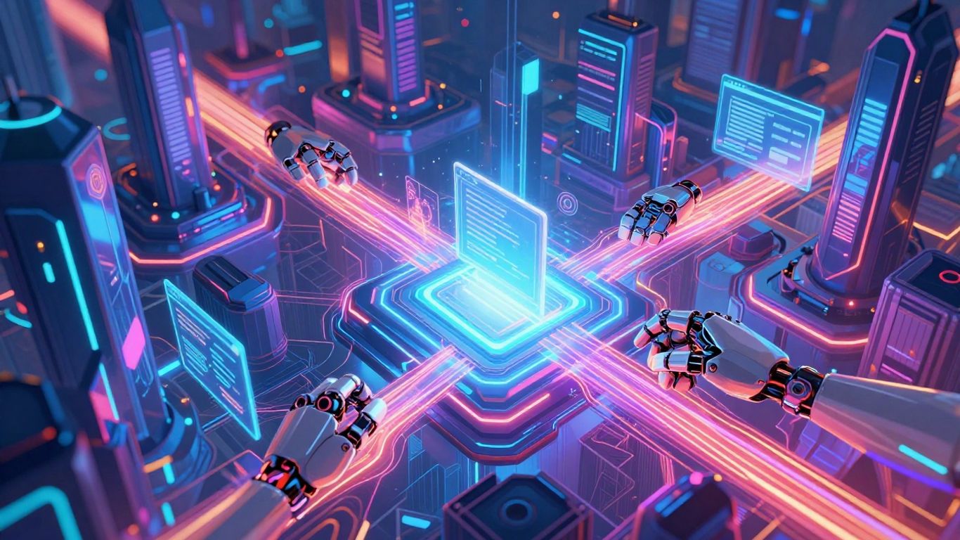 AI designing a futuristic website interface.