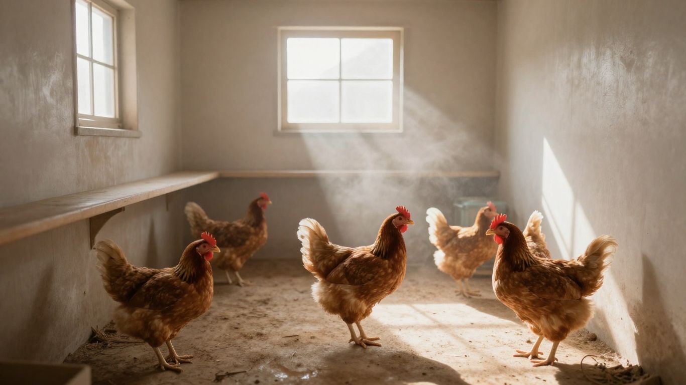 Czysty kurnik po dezynfekcji, gotowy na drób.