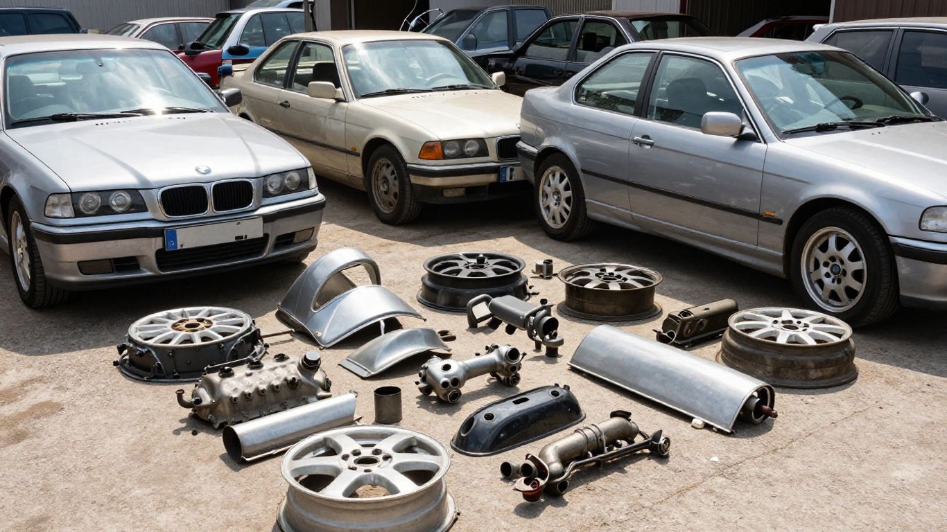 BMW car parts in a Darwin wreckers yard.