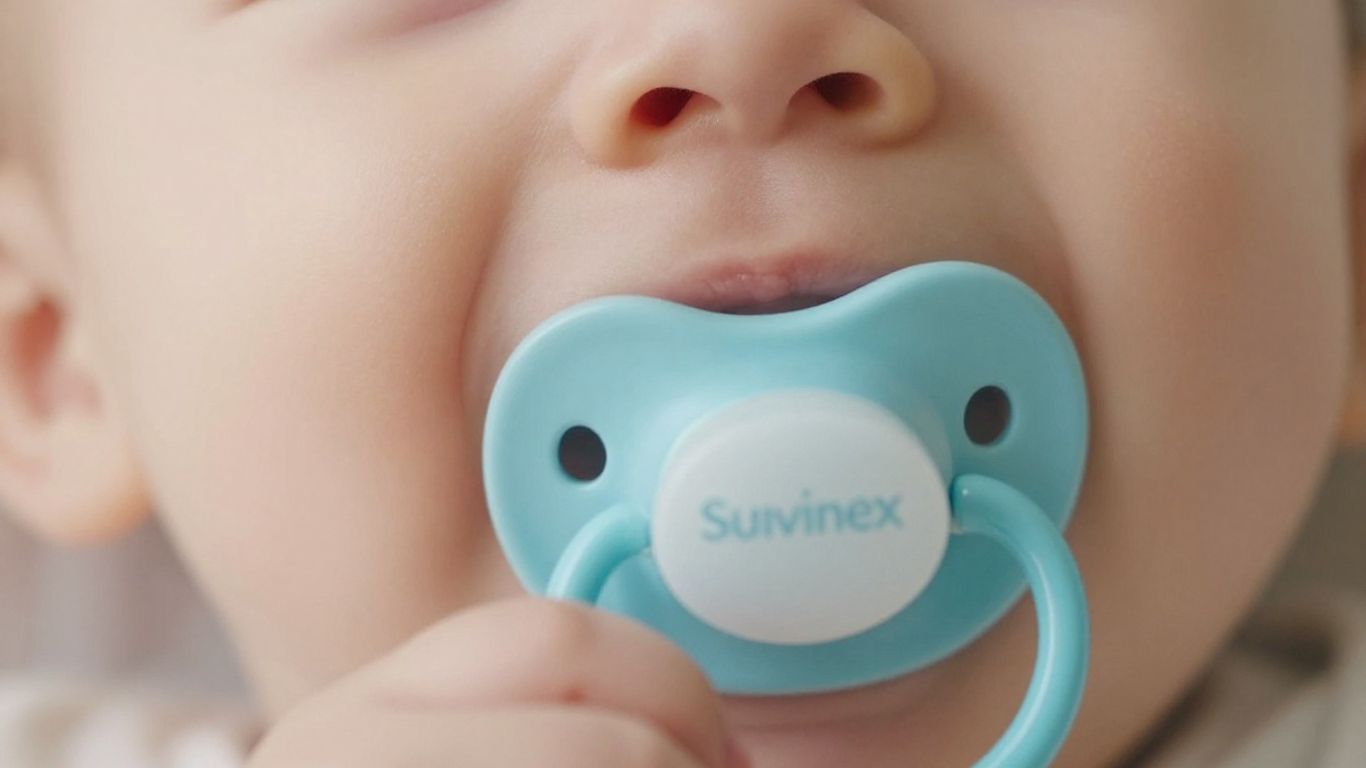 Bebé succionando chupete Suavinex de 0-6 meses.