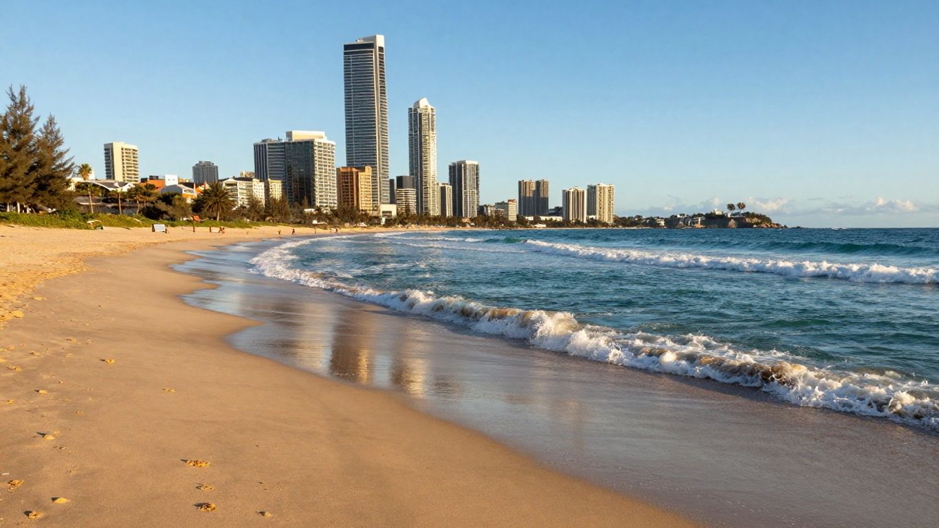 Walking along the beautiful Kurrawa Beach sand.