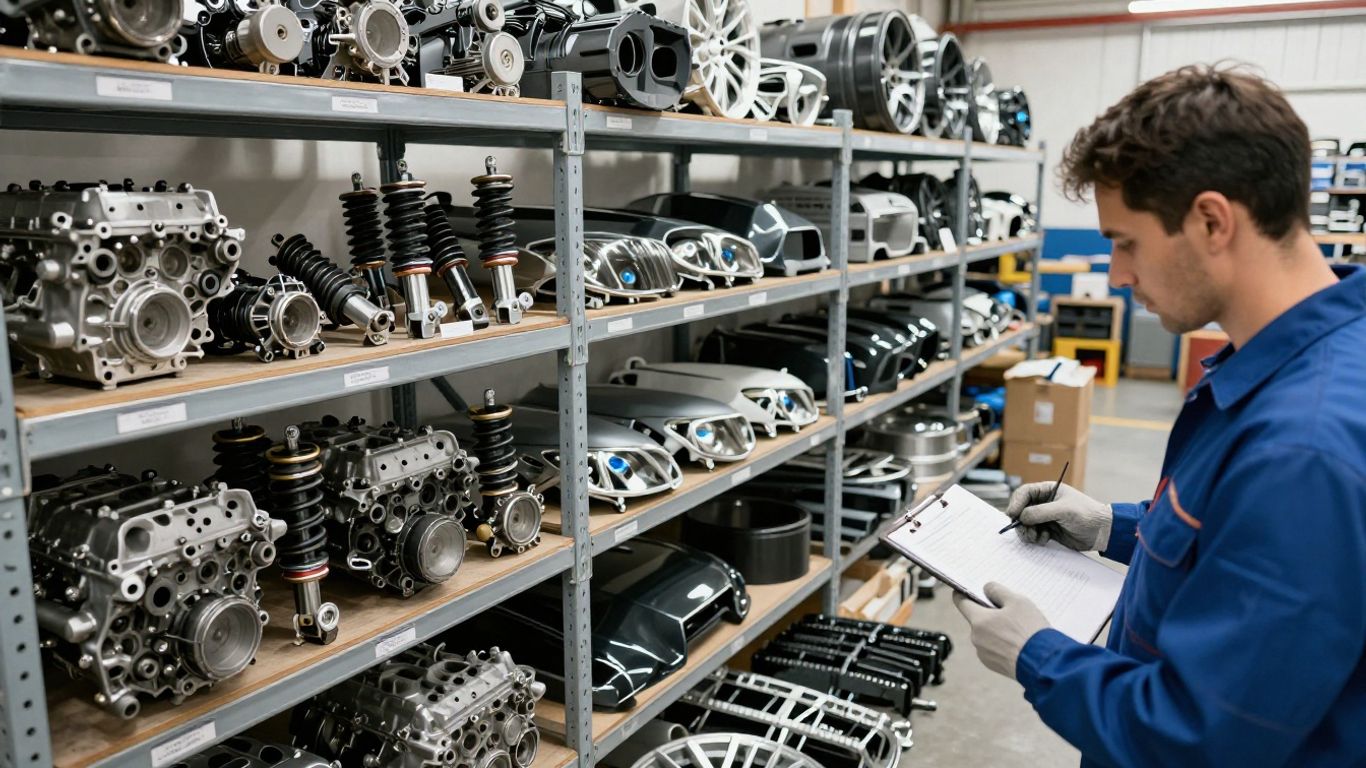 BMW parts supplier inspecting organized inventory