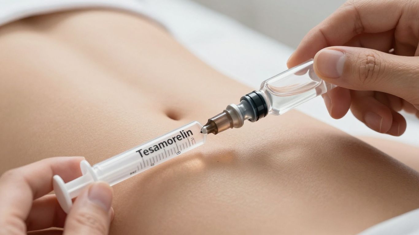 Tesamorelin injection preparation and administration for bodybuilding.