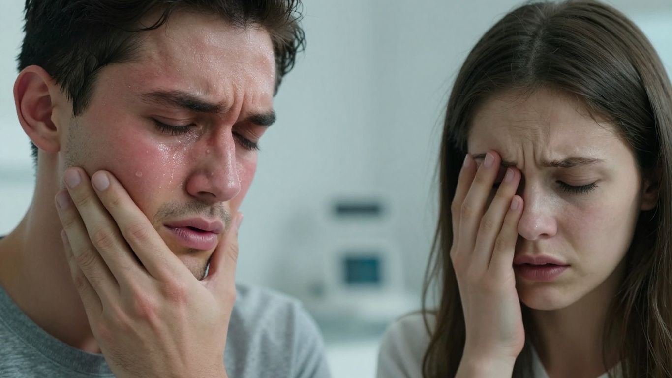 Gezicht met symptomen van hoog en laag cortisol.