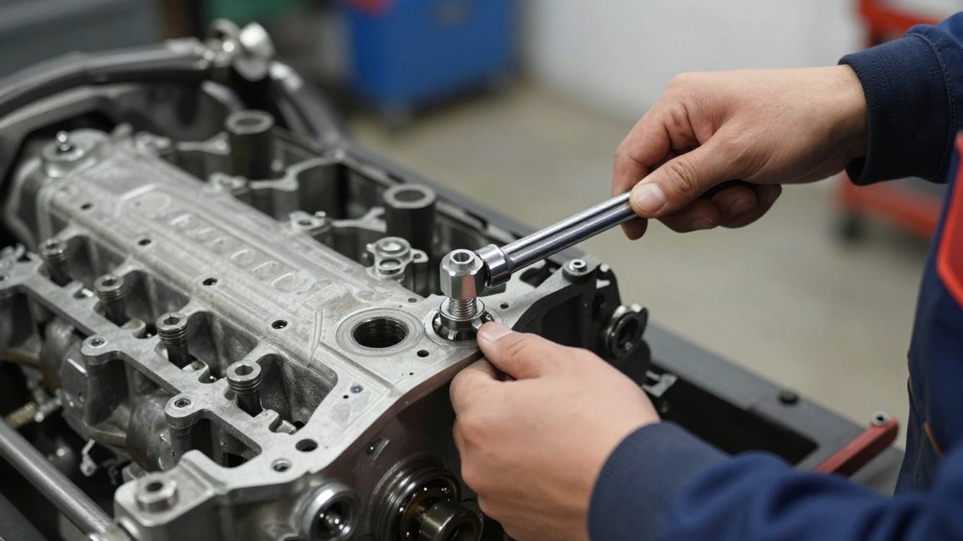 Technician working on a cylinder head