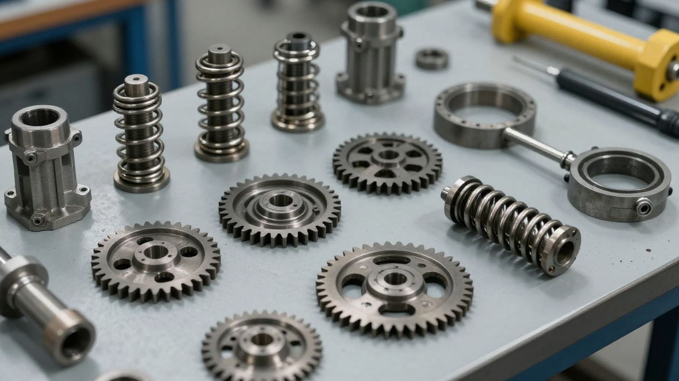 The internal mechanical parts of a transmission unit