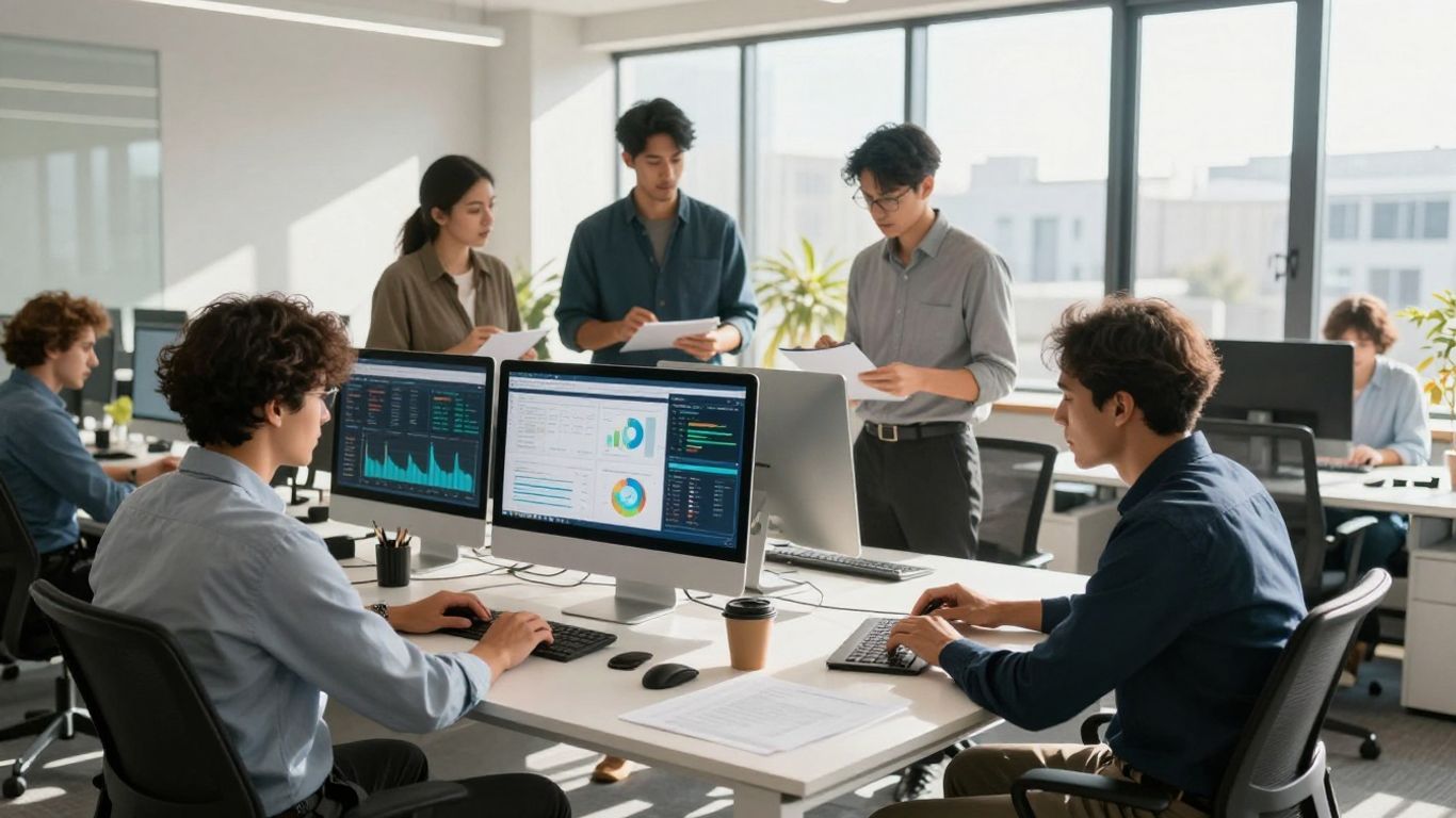 Accountants using AI tools in an Australian office.