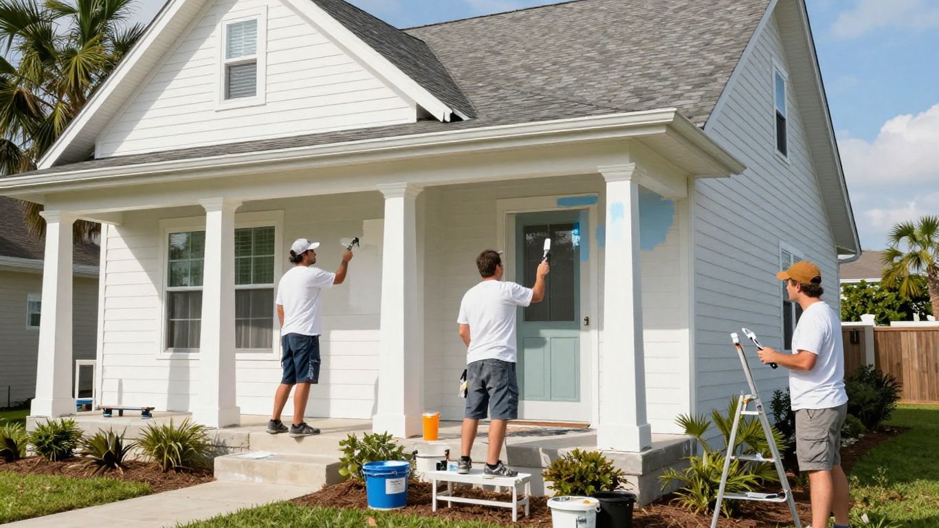 Orlando painters working on a house exterior