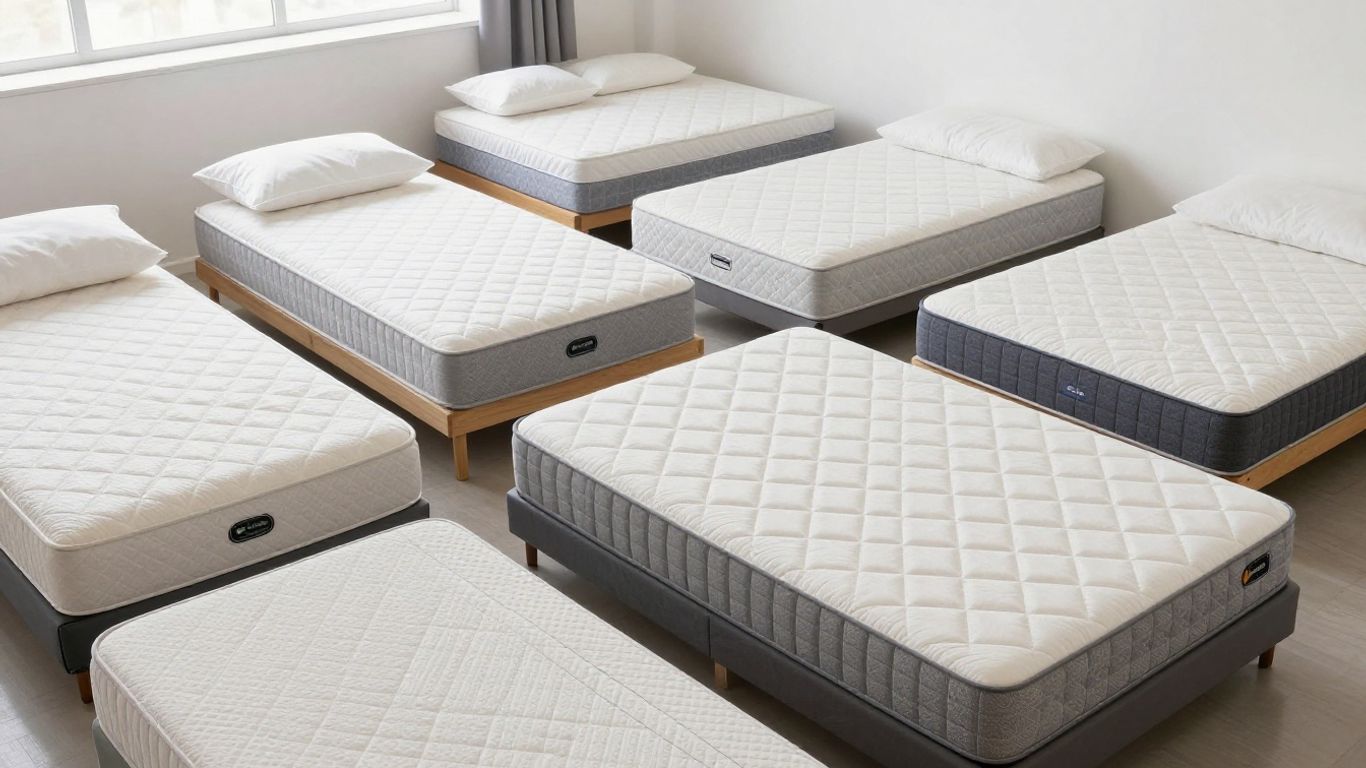South African mattress sizes with bedding and pillows.