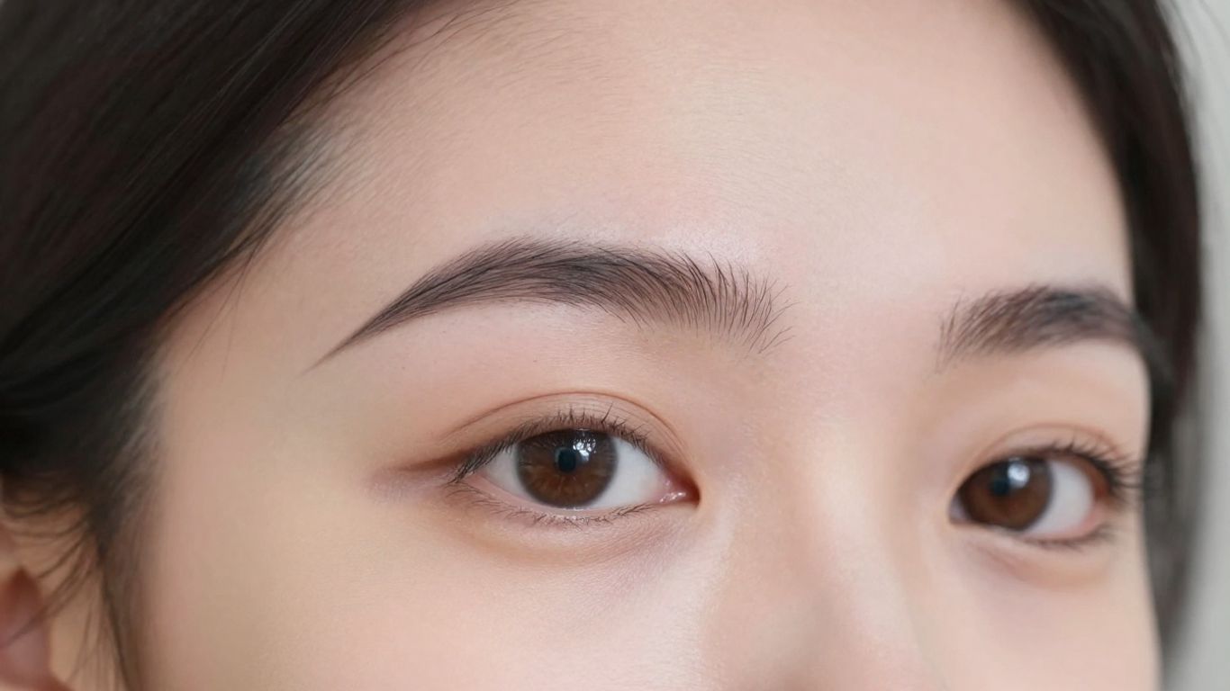 Woman's face with thicker, fuller eyebrows