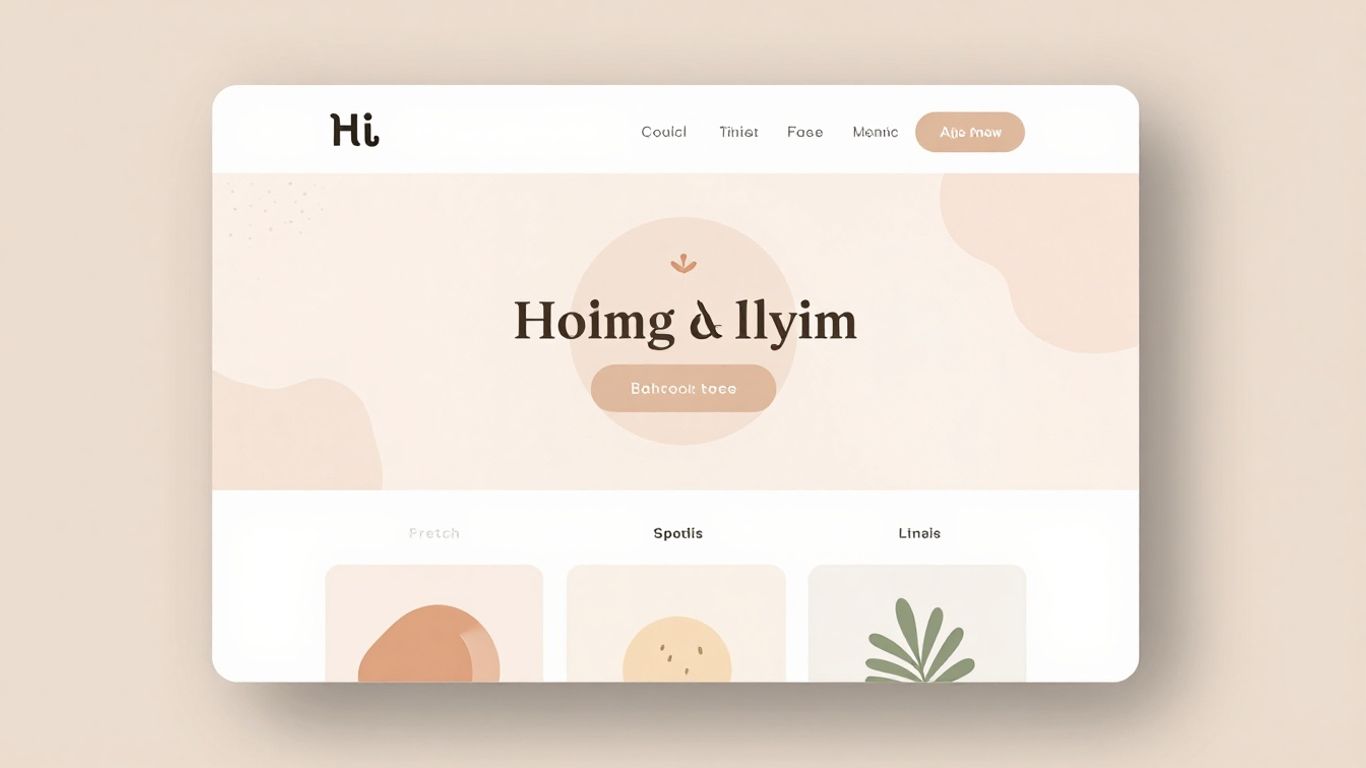 Website design with pastel colors and modern layout.