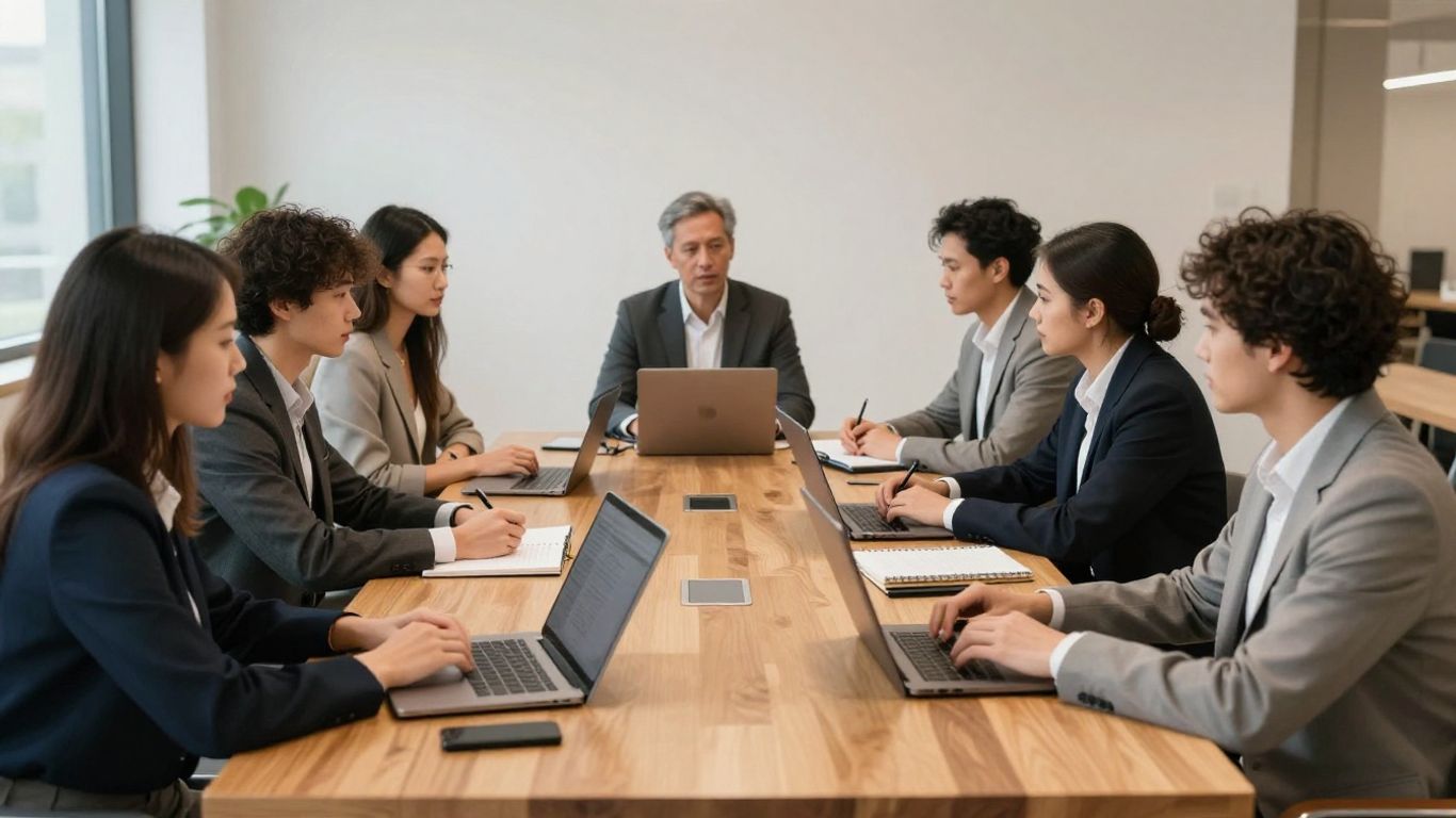 Profesionales trabajando en oficina