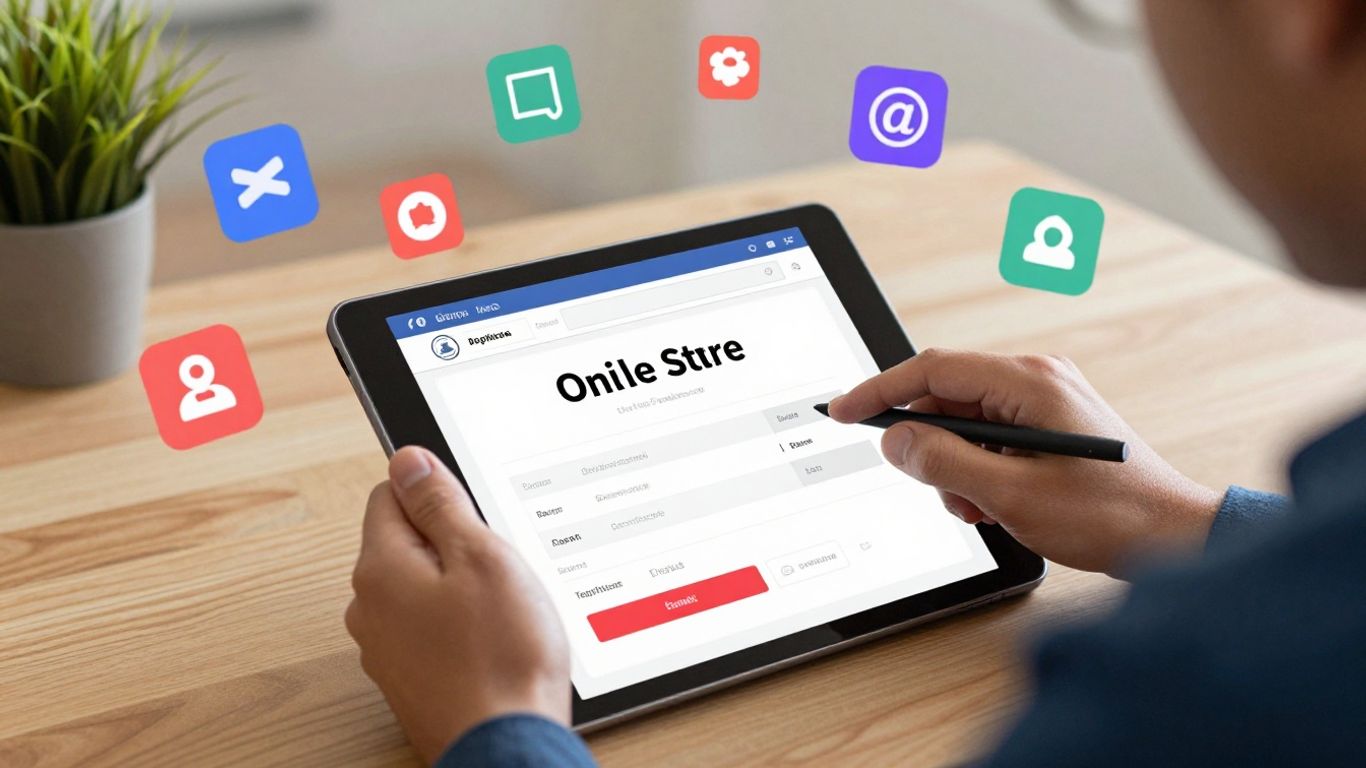 Person managing a busy online store on a tablet.