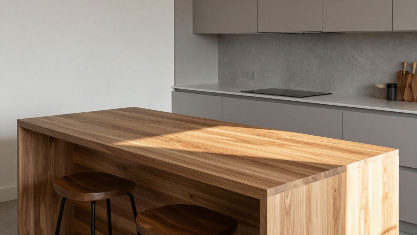 Kitchen island with wood laminate worktop
