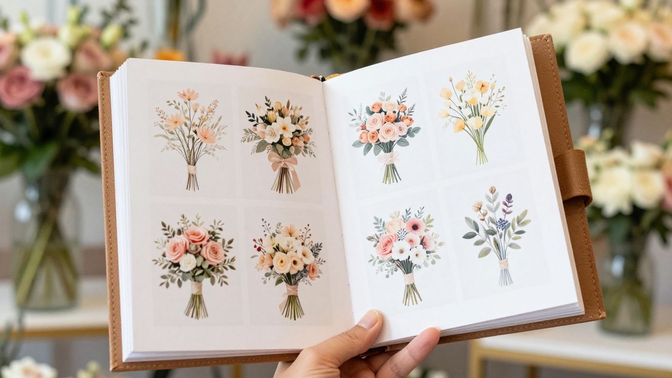 Close-up of a diverse florist portfolio