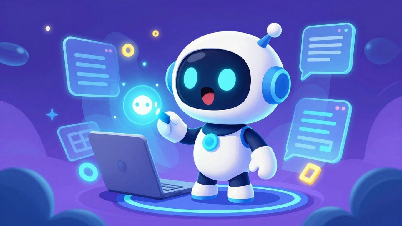 SpicyChat AI chatbot character with glowing digital elements.