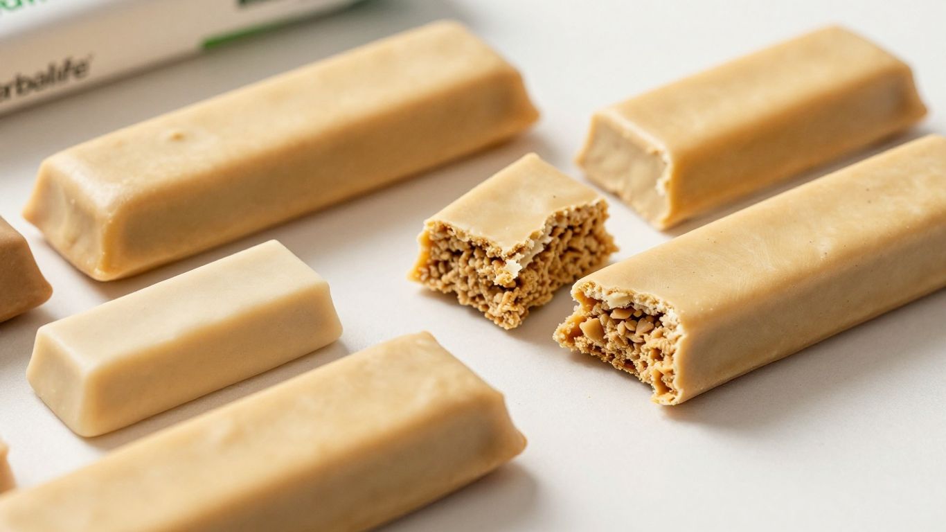 Herbalife protein bars on a clean surface.