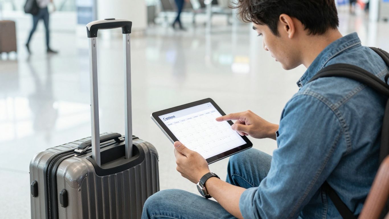 Smart traveler comparing prices