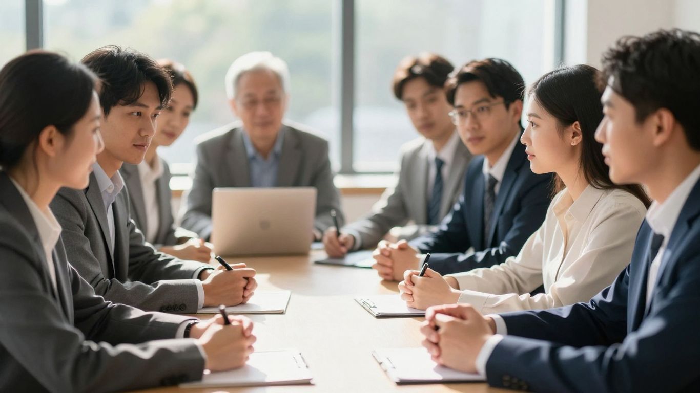 Personas discutiendo oportunidades financieras en una reunión.