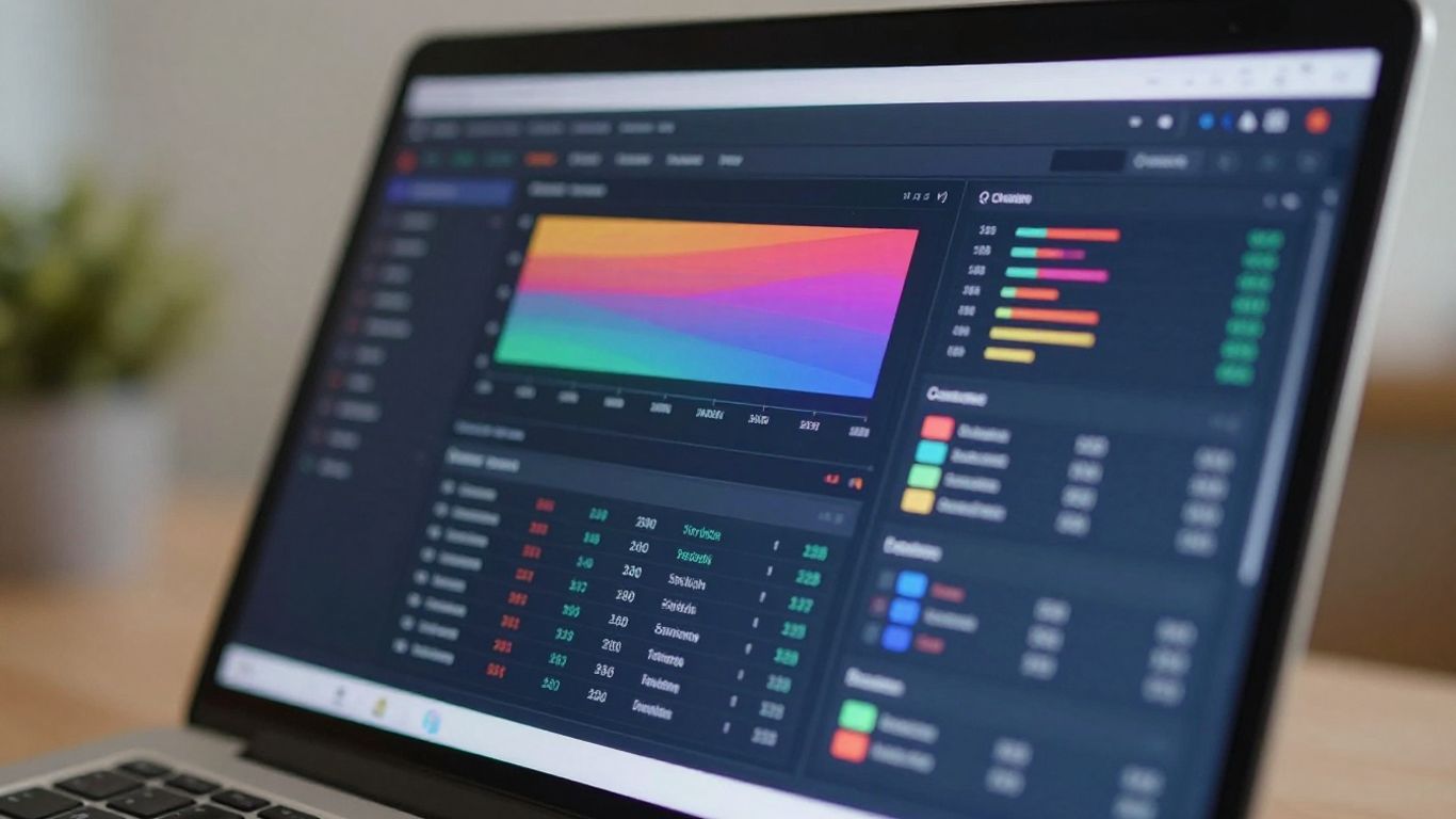 Laptop screen with affiliate marketing analytics dashboard.