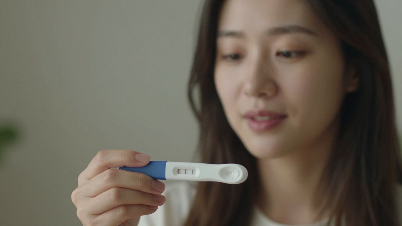 Mujer con prueba de embarazo