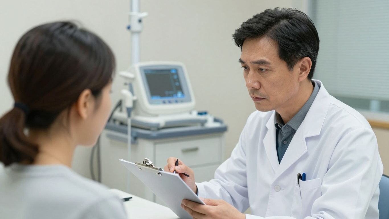 Profesional de la salud revisando un historial médico.