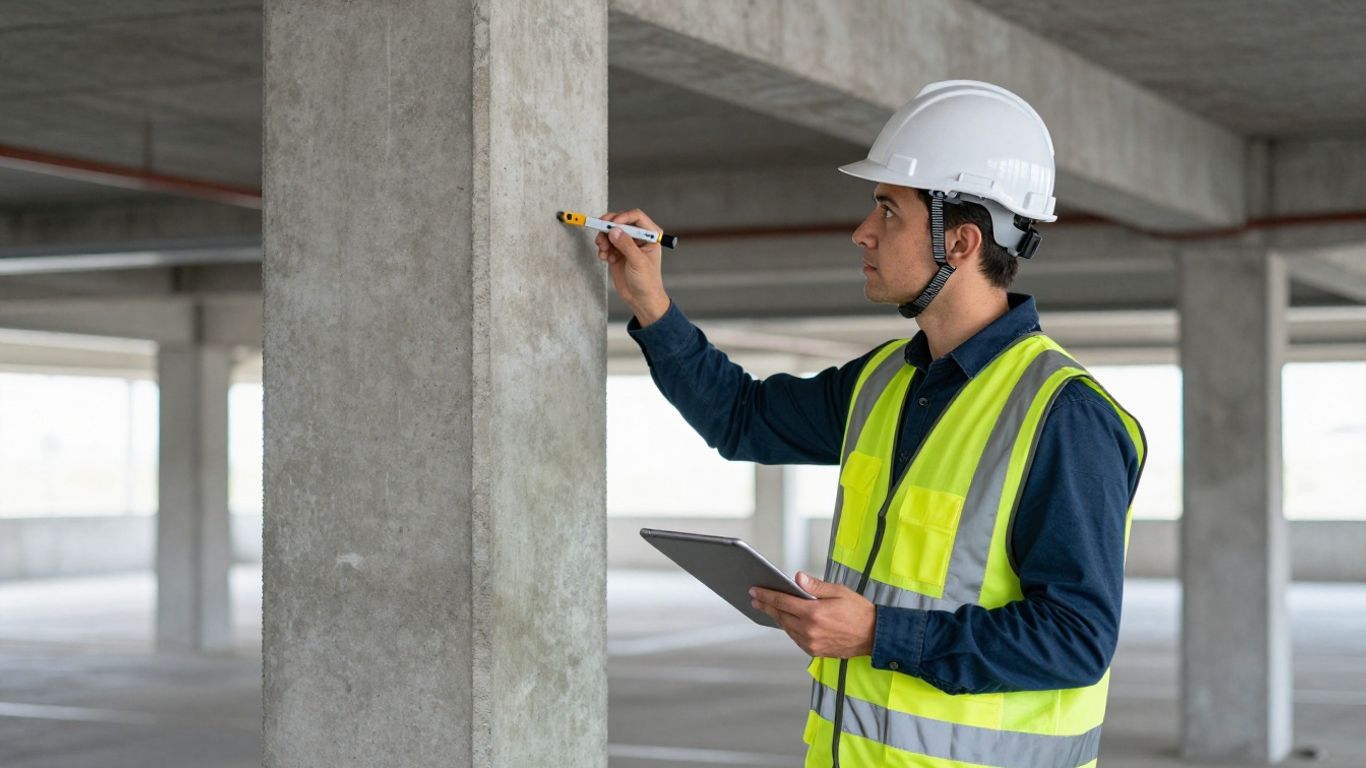 Professional engineer performing structural assessment