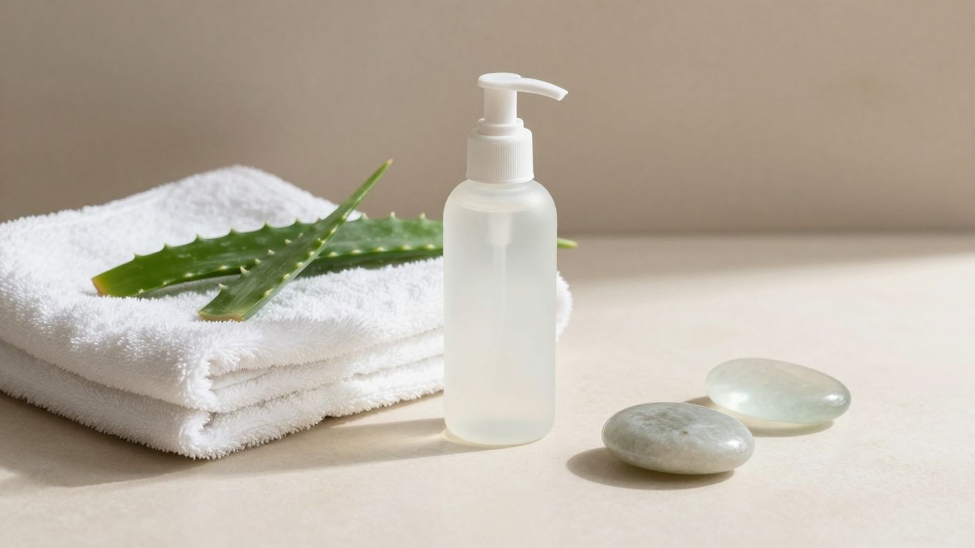 Water based lubricant beside soft towels