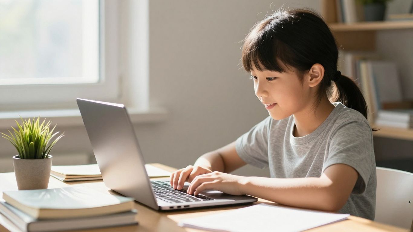 Estudiante aprendiendo con cursos gratuitos en línea.