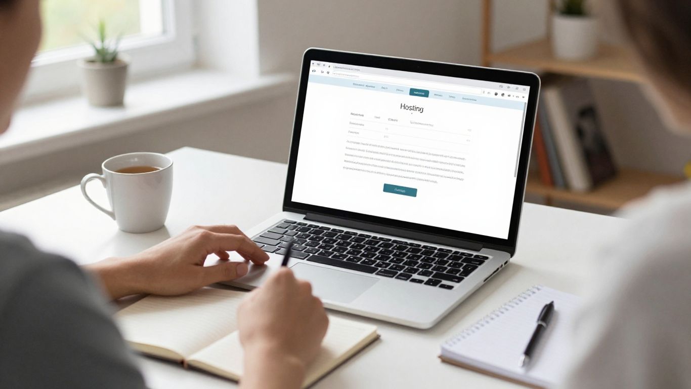 WordPress setup on a laptop beside a notebook