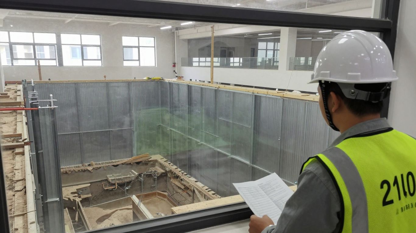 Engineers reviewing a deep excavation model