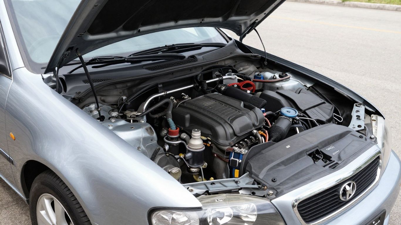 Gepflegtes Auto mit sichtbaren Details und Reifen