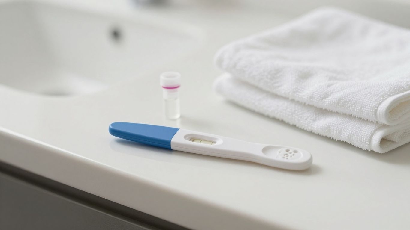 Prueba de embarazo junto a material sanitario